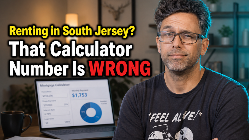 First-time buyer using an online mortgage calculator that hides property taxes and PMI in South Jersey